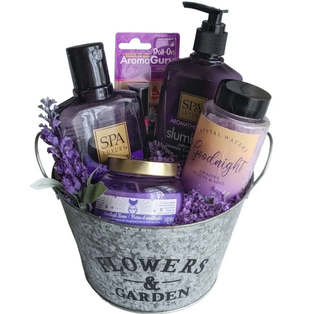Luxurious Calming Lavender Slumber Gift Basket Relaxation - Picture 2 of 15